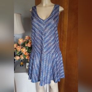 Maeve Blue Zigzag High Low Dress